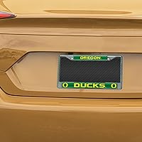 Vista 2 de Rico Industries Marco de matrícula cromado con detalles de purpurina de la NCAA, Oregon Ducks, 6 x 12.25 pulgadas