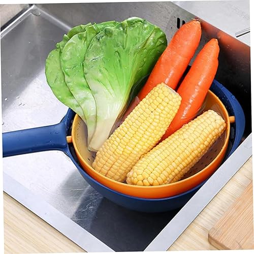 Miniatura 7 de Cesta de drenaje de cocina doble con asa, cesta multifuncional para lavar frutas y verduras con filtro para un fácil drenaje y almacenamiento