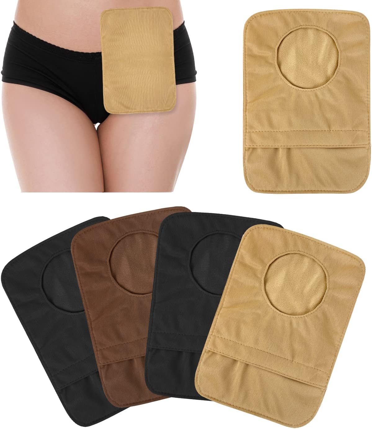 GZHOK 4 PCS Ostomy Bag Cover Ileostomy Bag Covers for Women Stoma Dome Colonoscopy Supplies Colostomy Bag Covers Reusable