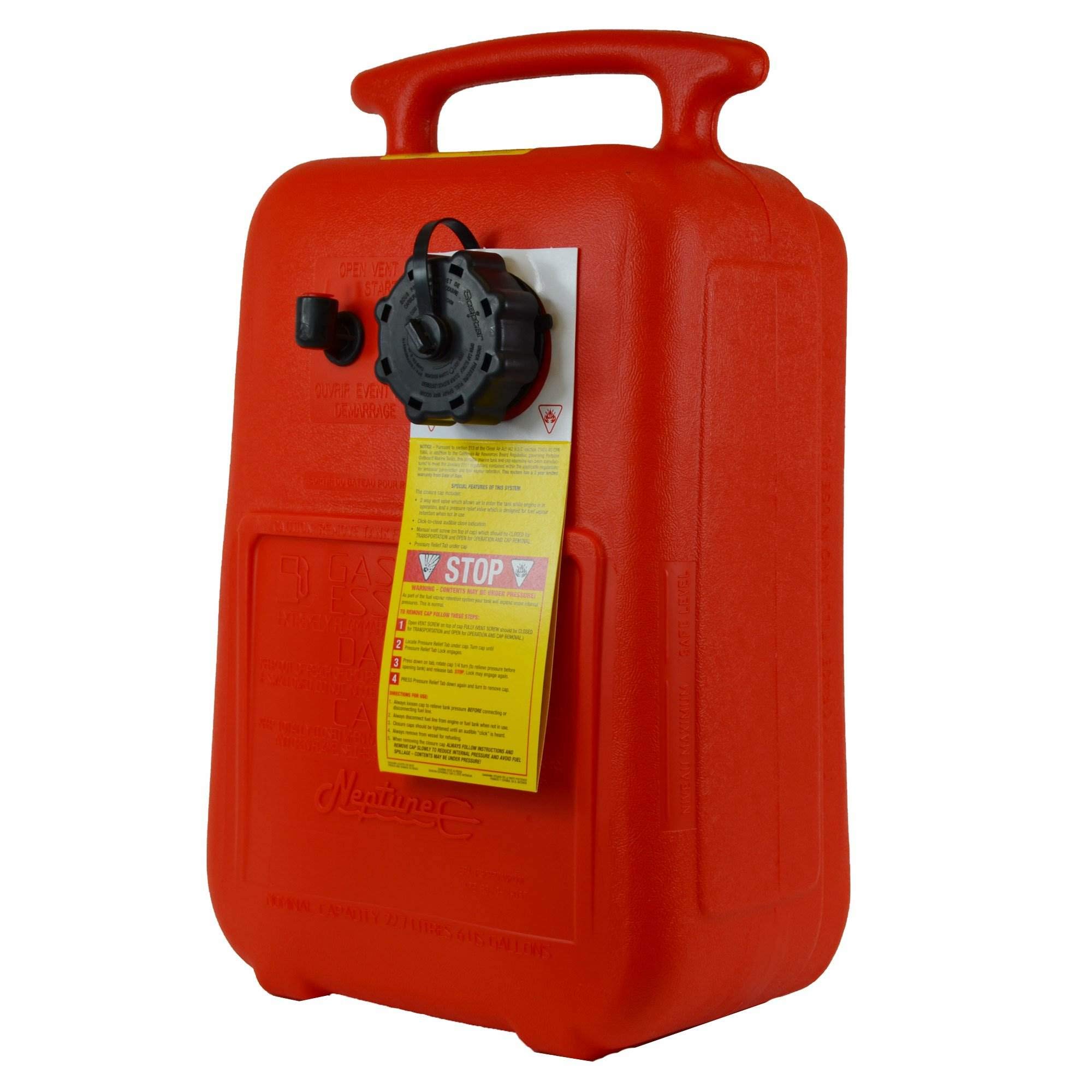 Scepter 6.6 Gallon Portable Marine Gas Can, Boat Fuel Tank with 2-Way Vented Cap, Built-In Fuel Gauge and Pick-Up, Top Handle, EPA & CARB Compliant, Underseat Design, 21.5"L x 14.3"W x 9.3"H (08580)