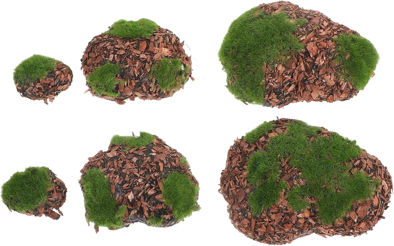 Toyvian 6Pcs Faux Moss Stones for Micro Landscape Decor Realistic Mossy Rocks for Fairy Gardens Gardens and DIY Crafts Lightweight Feel for Floral Arrangements