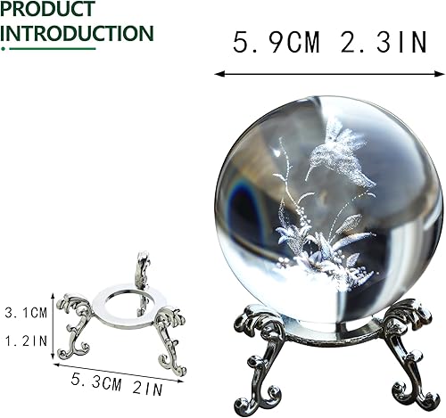 Miniatura 2 de ZEERSHEE Bola de cristal de Saturno láser 3D con soporte de 2.362 in, bola de vidrio decorativa, pisapapeles, decoración espacial para el hogar,