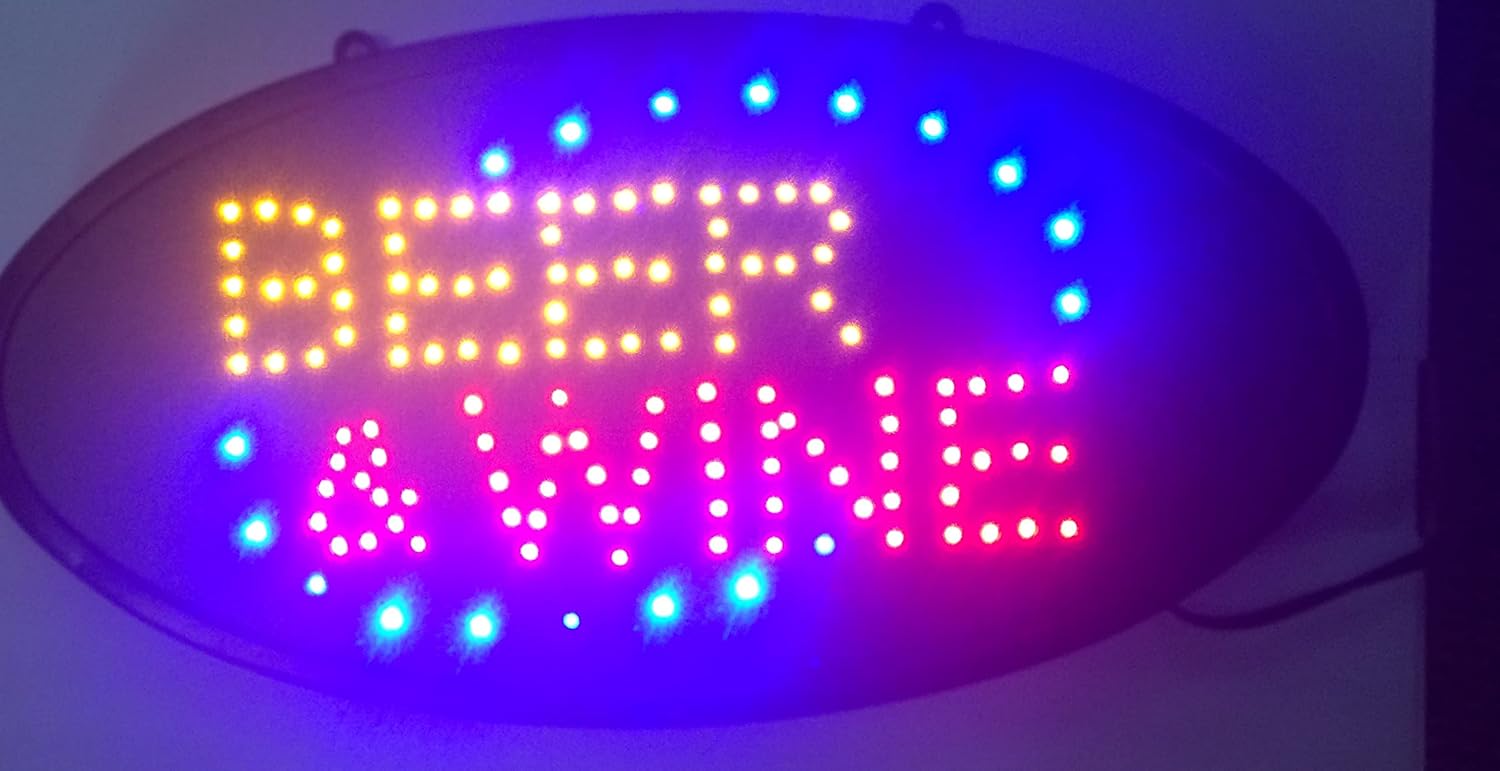 Beer & Wine LED Light Sign Ultra Bright for Business