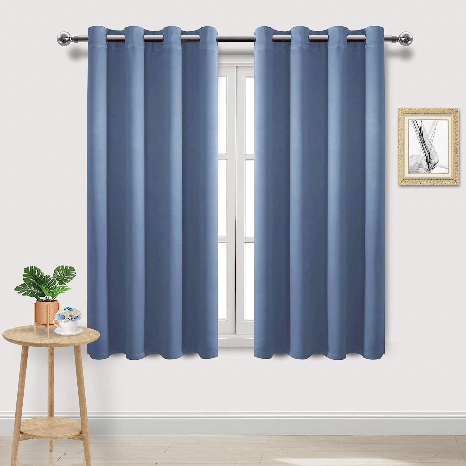 DWCN Dusty Blue Blackout Curtains for Windows W52xL72 Inches Long, 2 Light Blocking Drapes for Living Room,Bedroom,Dining Room, Kitchen — image 1