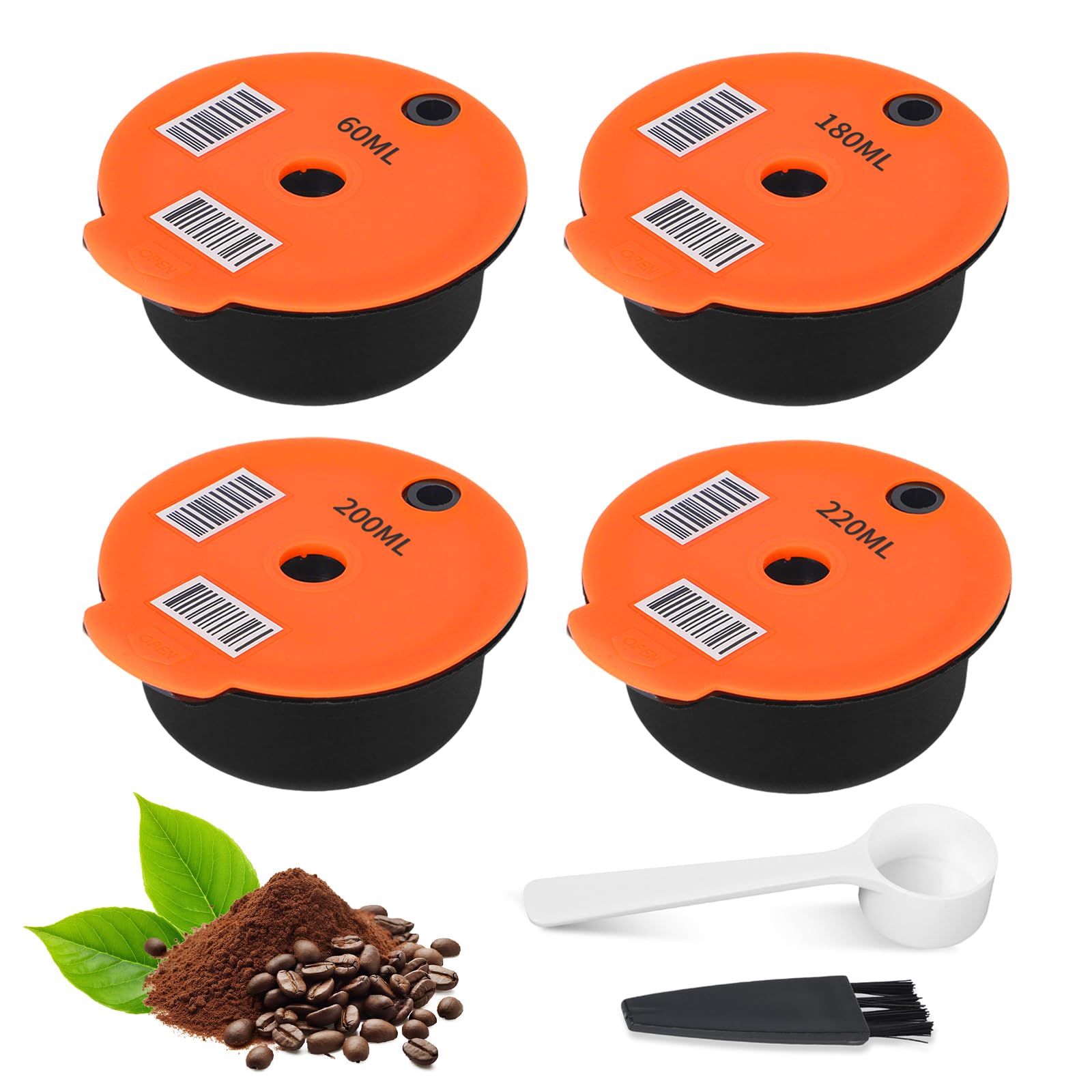 Ta*ssimo Cápsulas Recargables Café Cápsulas Recargables con Cuchara Cepillo, Cápsulas Ta*ssimo para Accesorios de Cafetera (220ml) (60+180+200+220ml)