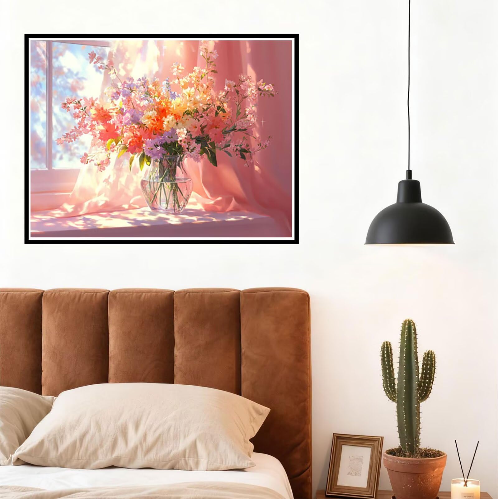 Blume Malen Nach Zahlen Erwachsene Anlage Malen Nach Zahlen Kinder ab 7, Set Erwachsene Bastelsachen Kreativ Set für Kinder Geschenke für Männer, Weihnachten Halloween Deko Ohne Rahmen 60x80cm H - 922