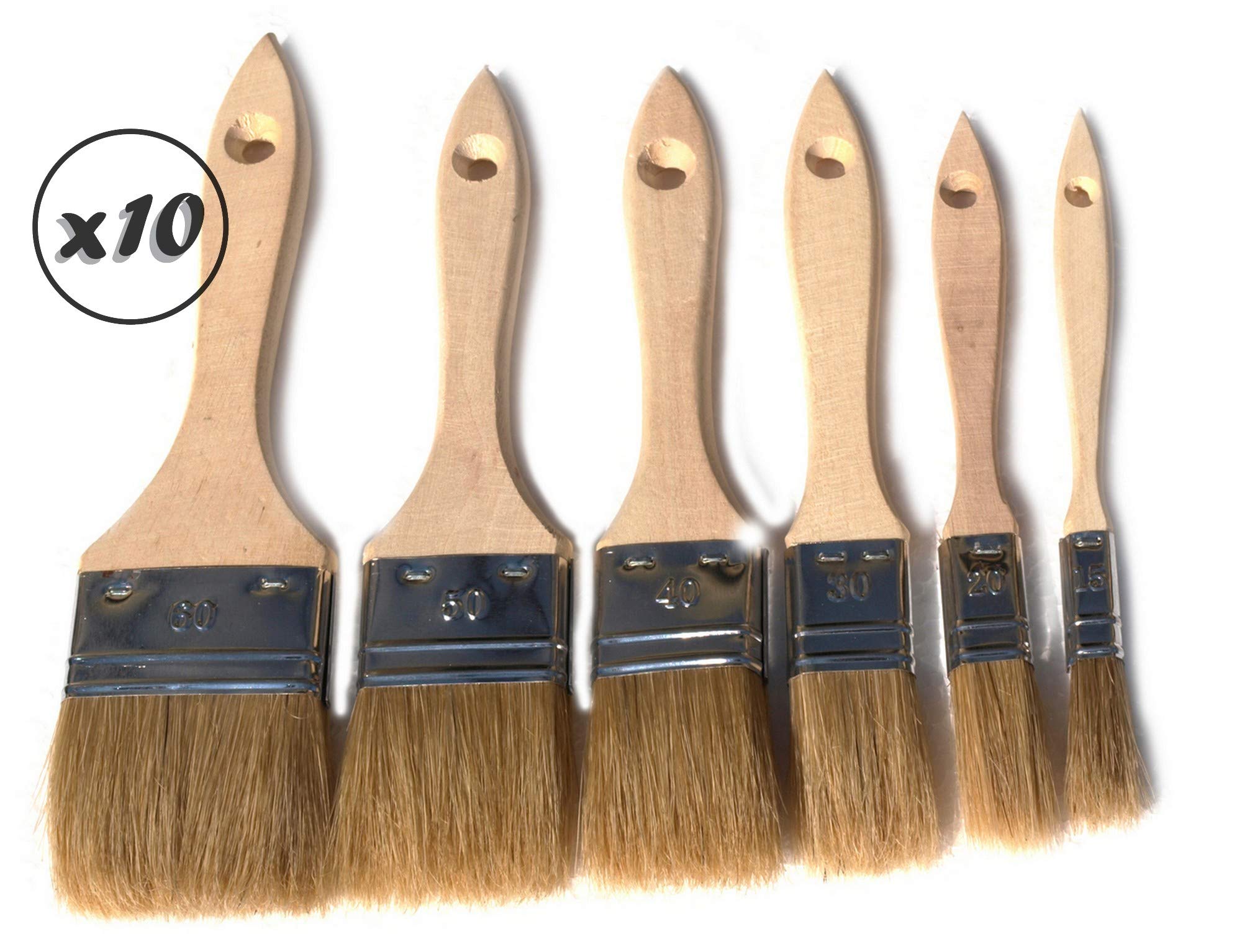 Zestaw 6 pędzli do lakieru jedwabnego | Zestaw 10 zestawów | Szerokość 15-20-30-40-50-60 mm | Multi Grip | Farba olejna akrylowa farba do farb do lazury z żywicy | Kibros LOT_322_6x10