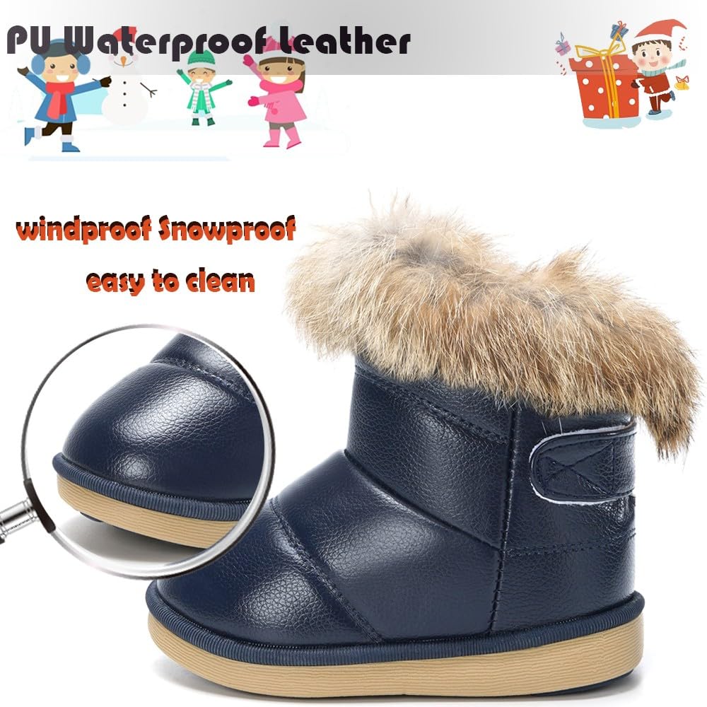Gaatpot Stivali per Bambine e Ragazze Stivaletti da Neve Scarpe con Invernali Stivale con Imbottitura Calda Impermeabili PU Unisex – Bambini