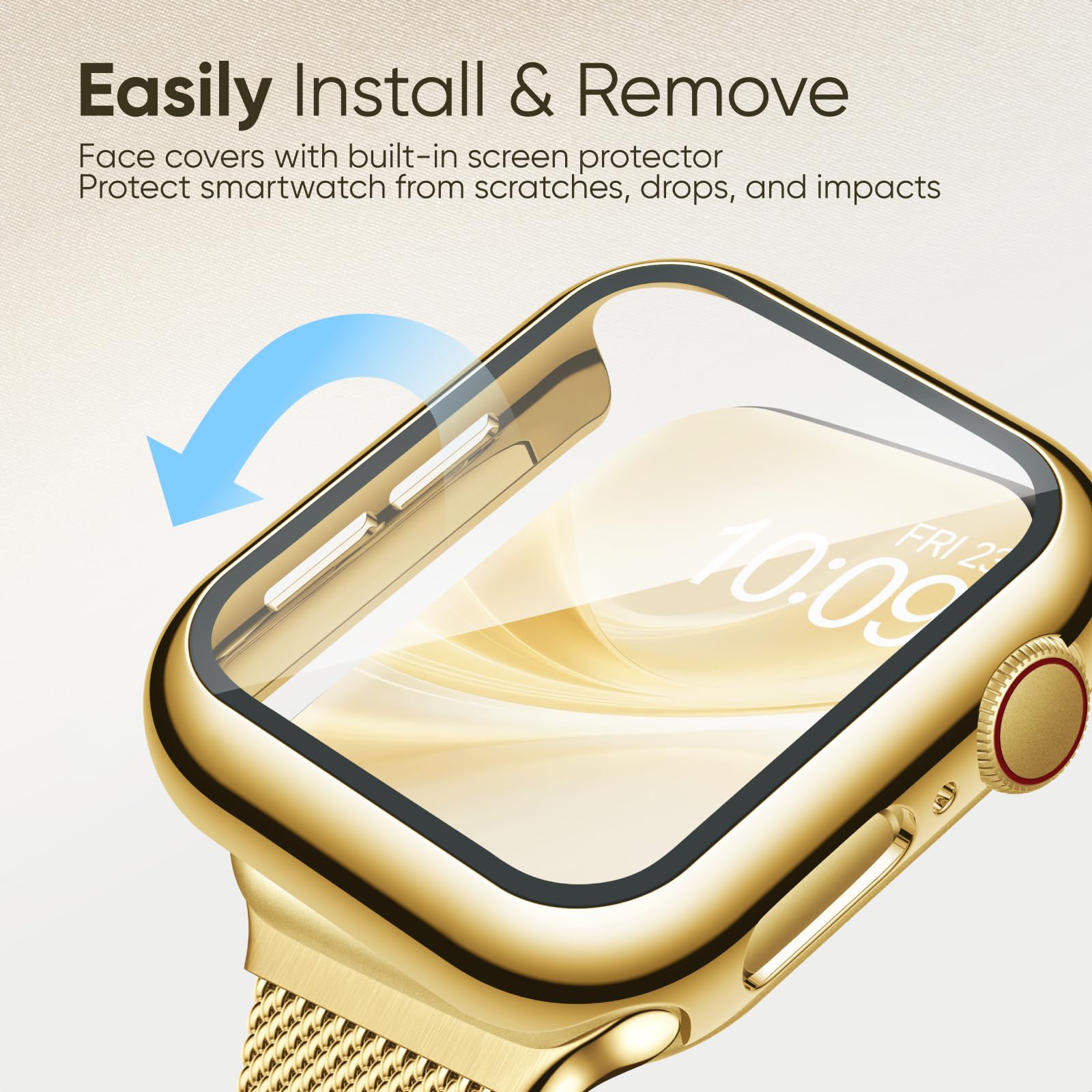 Stainless Steel Magnetic Band and Case Compatible with Apple Watch Bands Women Men 40mm 44mm 41mm 45mm 42mm 46mm, Mesh Loop Metal Band Screen Protector Cover for iWatch Series 11/SE3/10/9/8/7/6/5/4 — view 3
