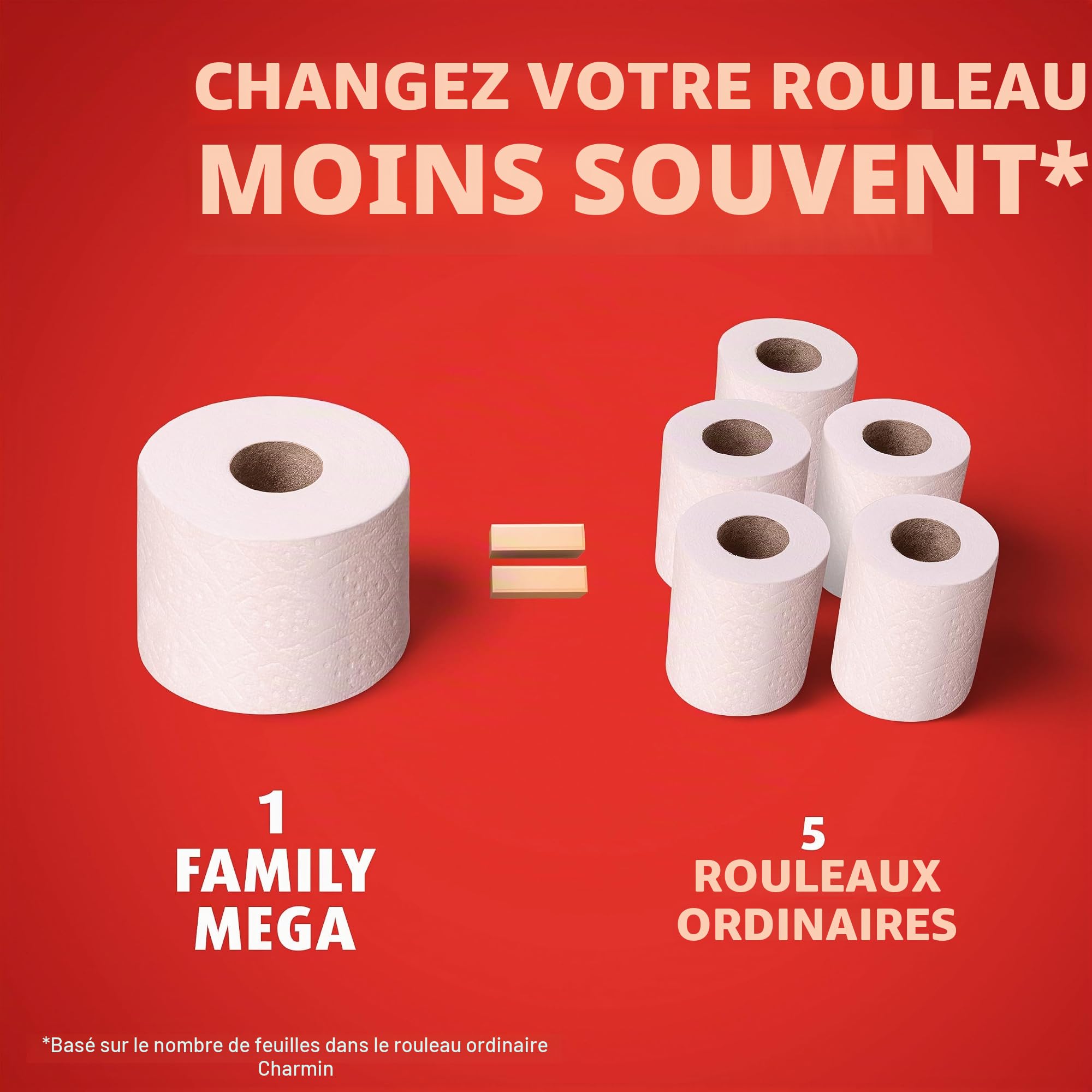 Charmin Lot de 30 rouleaux de papier toilette ultra résistant au toucher propre = 150 rouleaux ordinaires (l'emballage peut varier)
