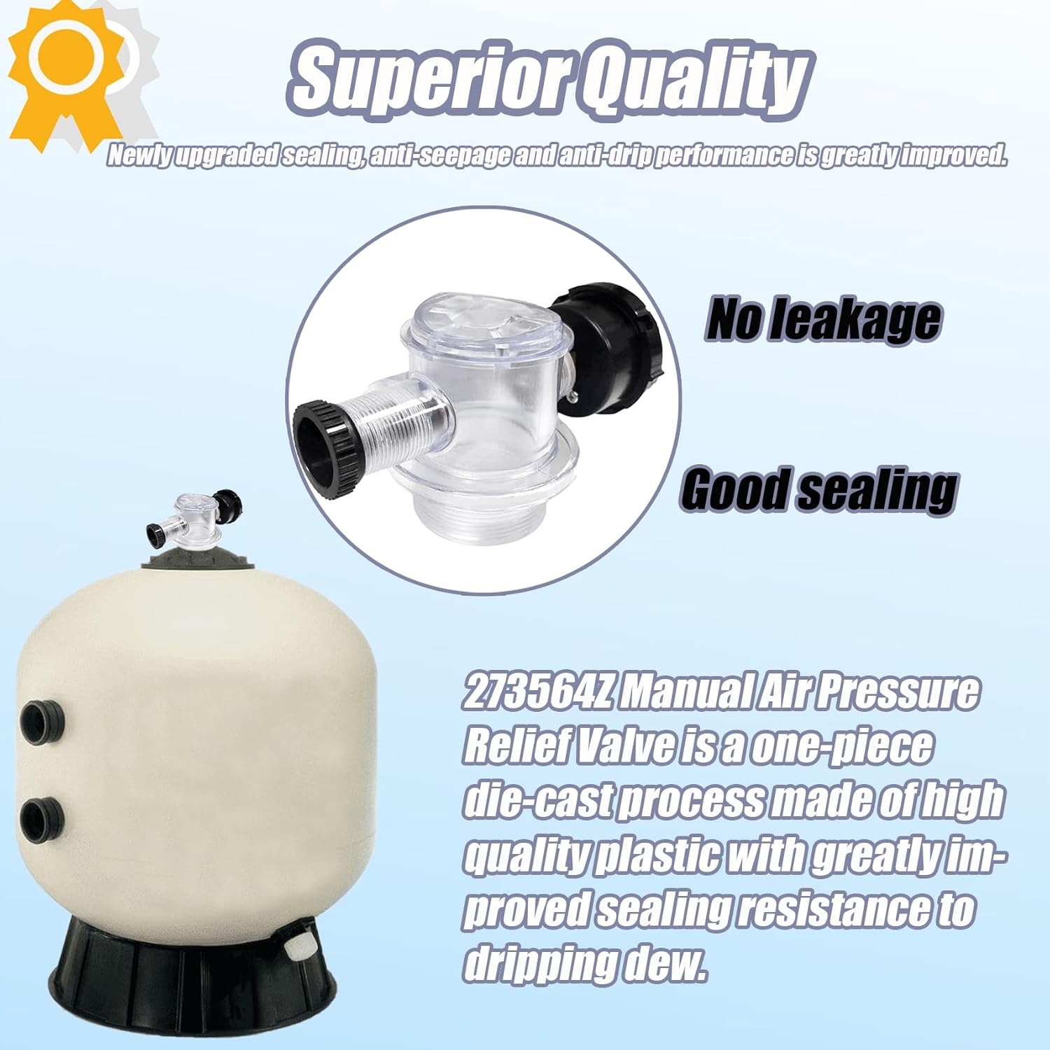 273564Z Manual Air Relief Valve,273564Z Compatible with Pentair for Triton II,Triton C,TR100C and TR140C Pool Spa Sand Filters,Replacement for The Pool and Spa Filter Air Relief Valve Assembly