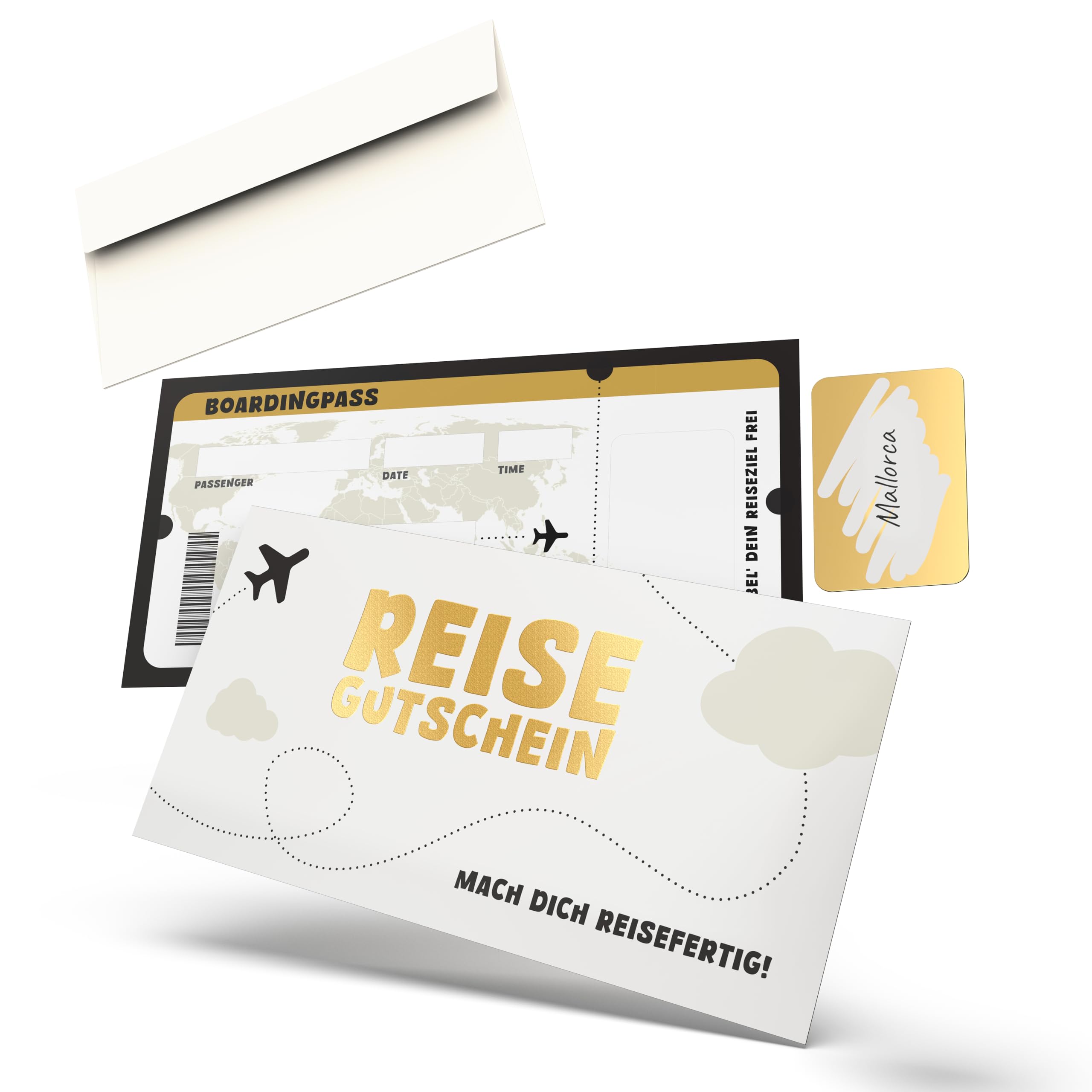 Chèque de Voyage à Gratter Falkenhorn - Billet d'Avion Design Passeport