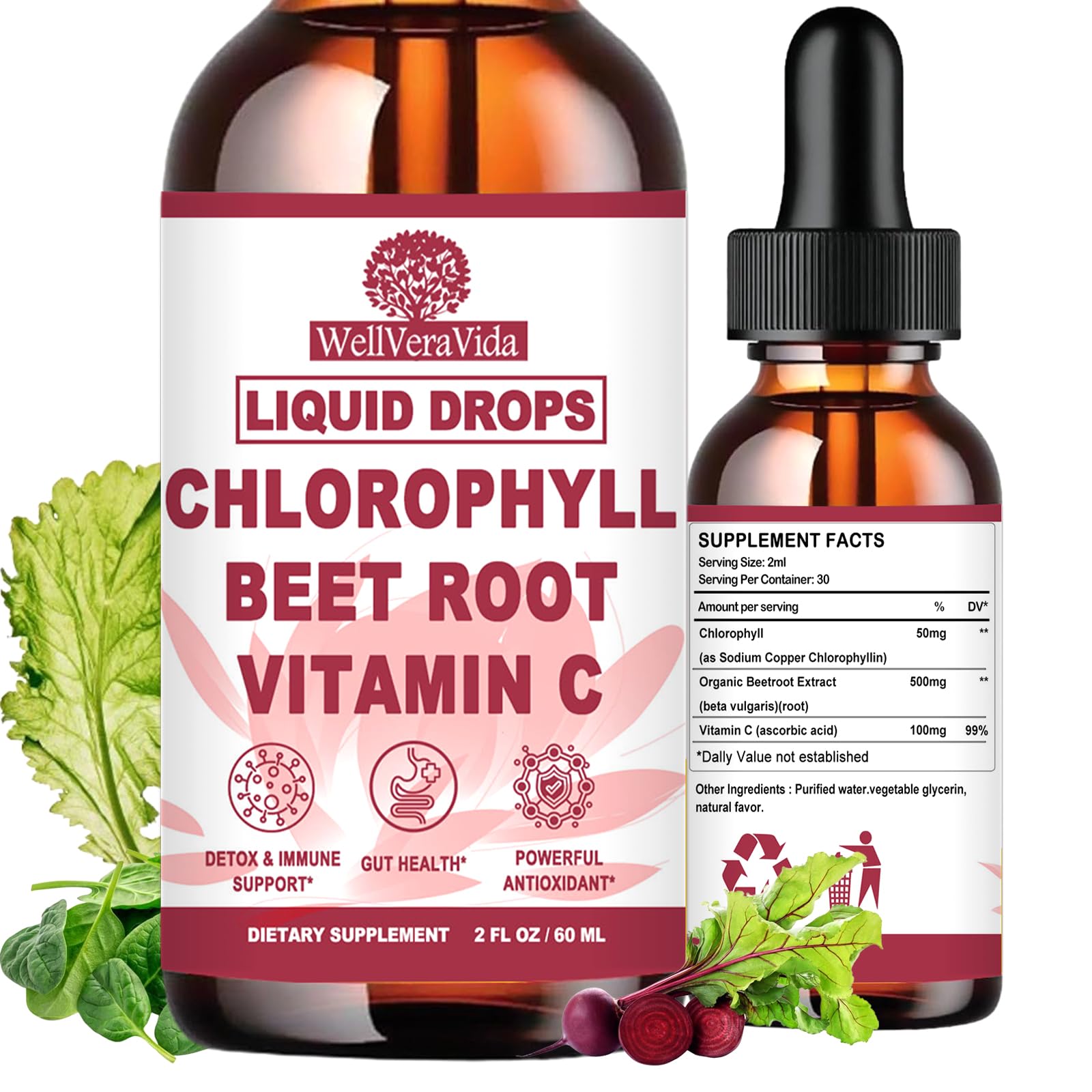 Liquid Chlorophyll Drops, Chlorophyll Supplements for Women & Men
