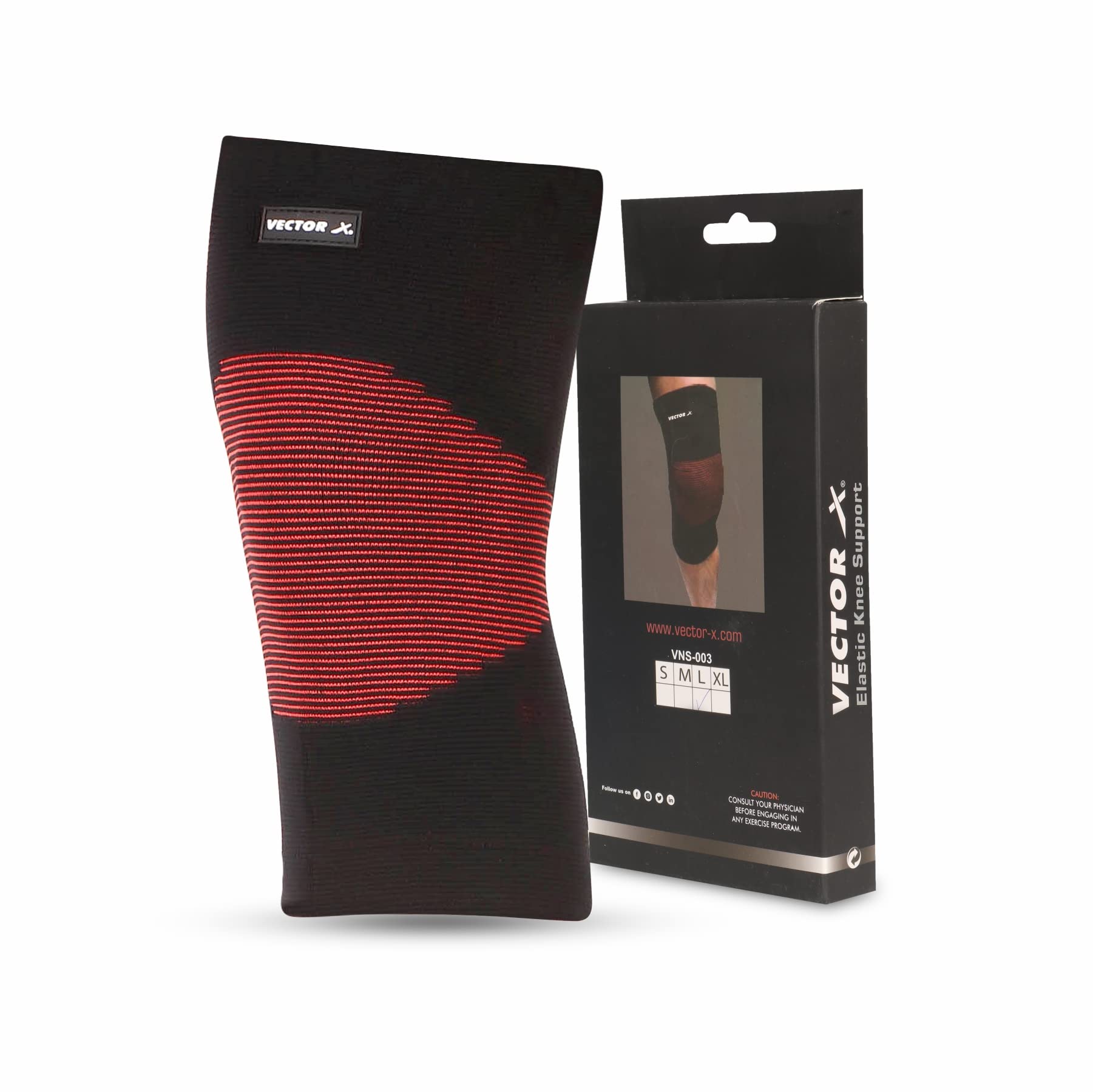 Vector X Unisex Elastic Knee Support Medium Black (B09W9NT3HC) Amazon Price History, Amazon Price Tracker