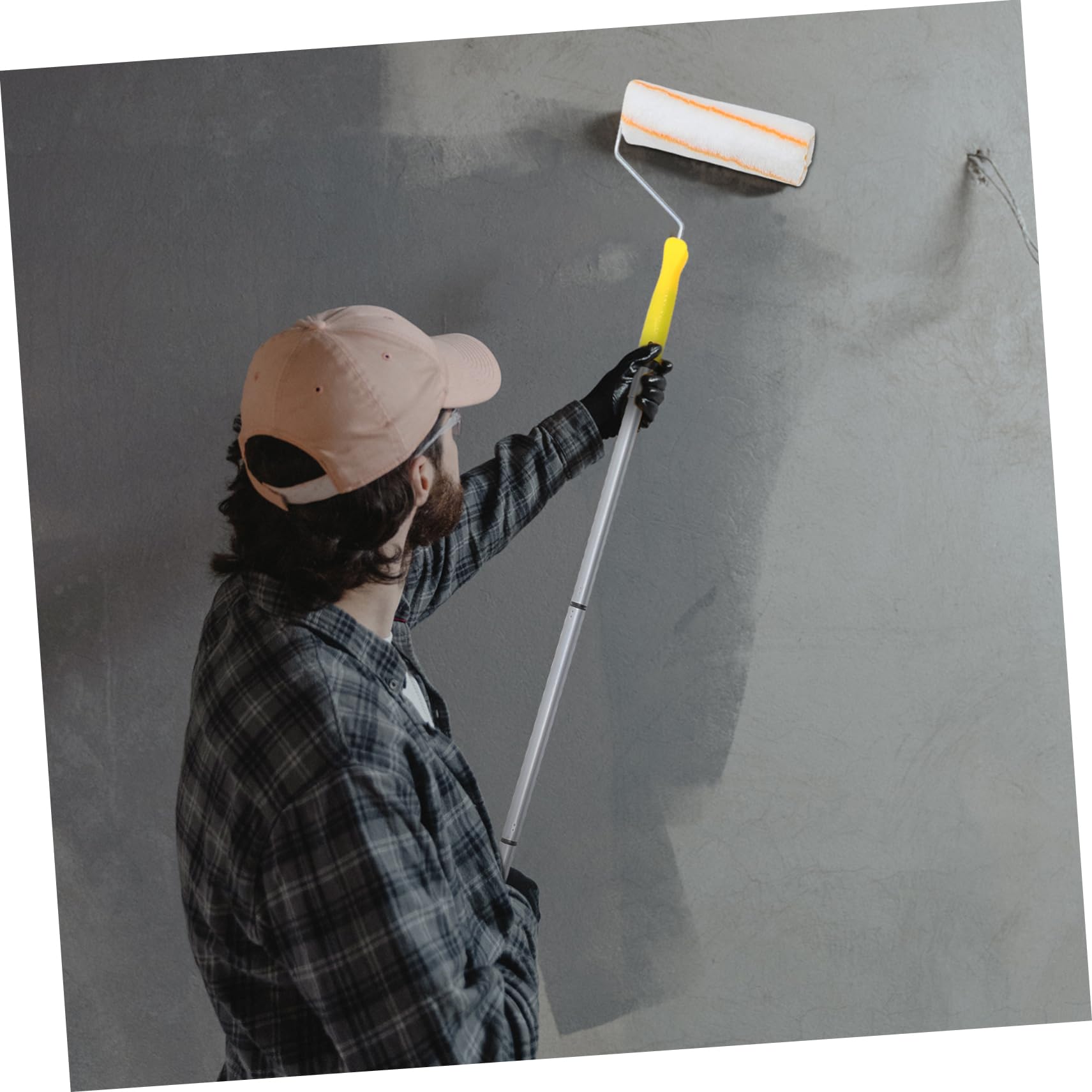 Professioneller Farbroller mit Abnehmbarem Pinsel und Teleskopstange | 1 Satz, Kunststoff und Eisen Faser, für Decke und Wand, für Schnelles Streichen Großer Flächen