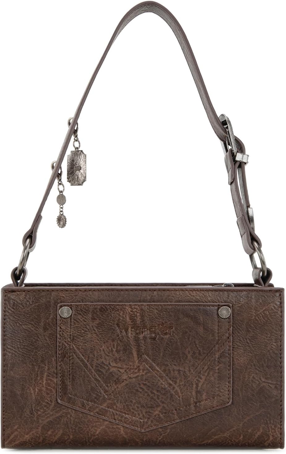 Wrangler Y2K Purse Small Shoulder Bag for Women with Western Detachable Charms & Multiple Pockets - Image 7