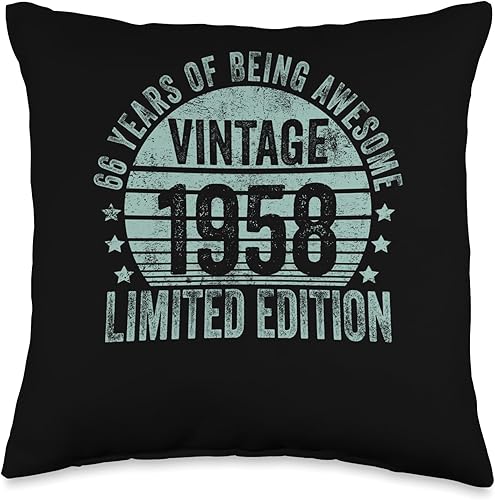 Miniatura 4 de Retro 66th Birthday Gifts Men Women Throw Pillow, 18x18, Multicolor