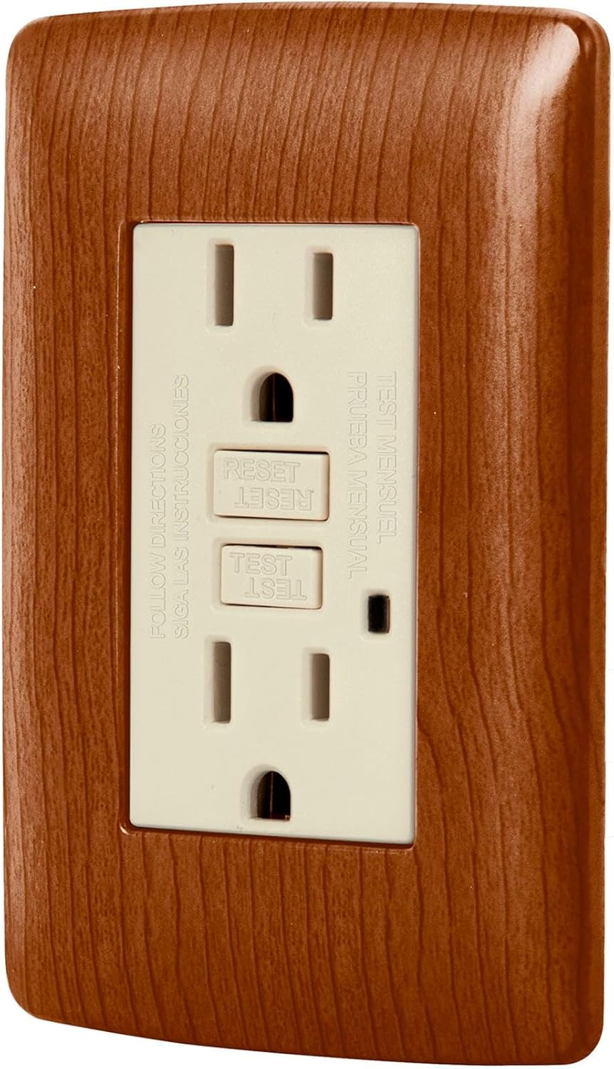 Contact duplex GFCI ground fault, wood, Italian online