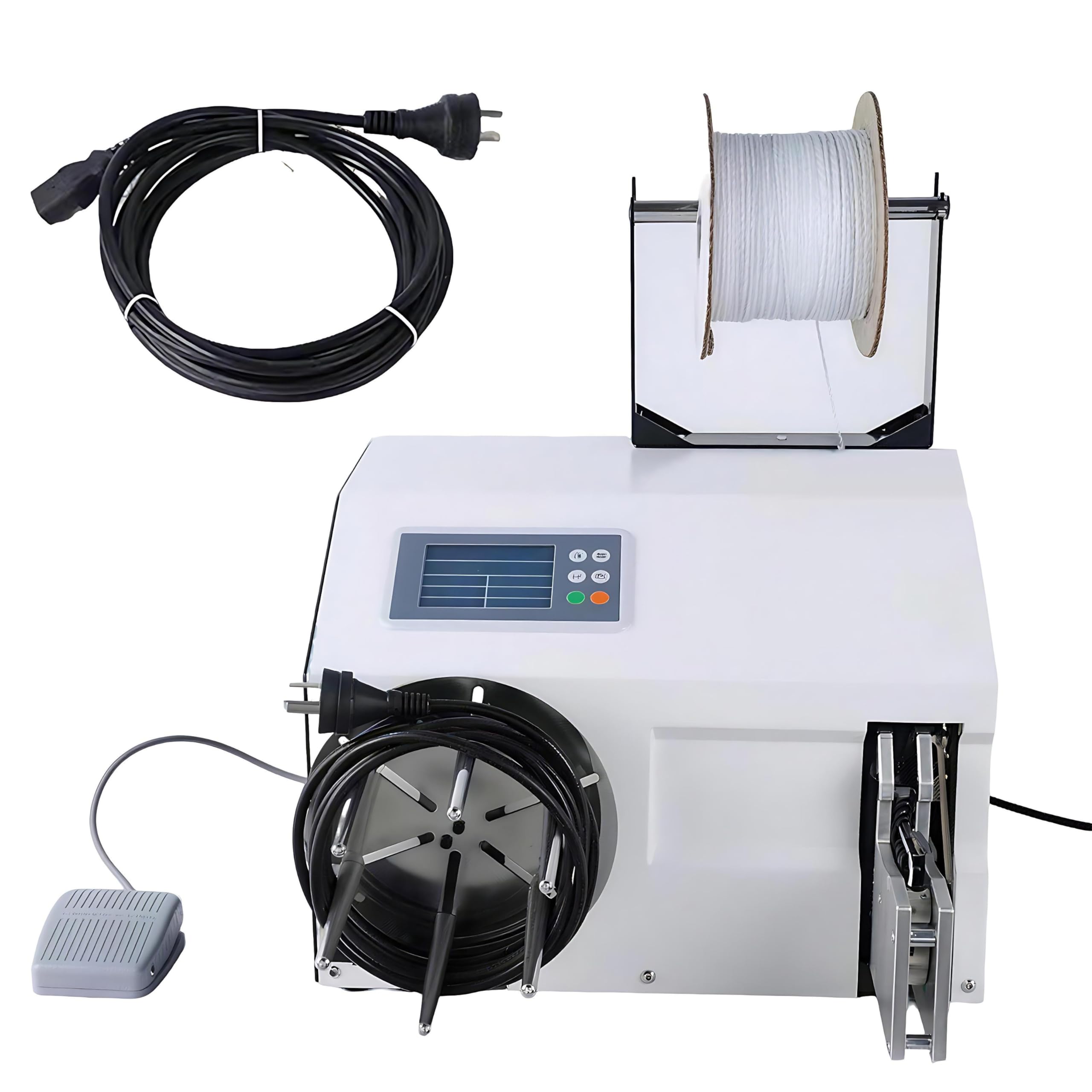 QIUNAOZI Automatic Wire Tying and Bundling Machine, Automatic Wire Winding Bundling Machine Pedal Type, with LCD Screen, Sensor Binding, for Food,Crafts,Stationery WireWindingandTyingMachine