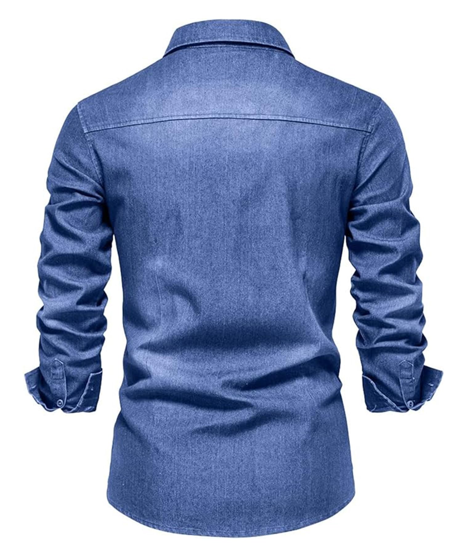 Camisa de Denim para Hombre Camisas de Lino Casual Ajuste Delgado Camisa de Mezclilla Coton Business Casual Camisas Manga Larga Cuadros Camisas