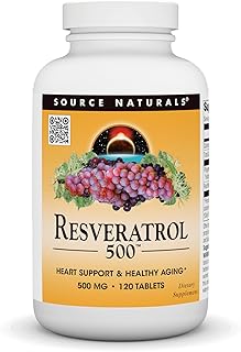 Source Naturals Resveratrol 500, Heart Support & Healthy Aging*, 500 mg - 120 Tablets