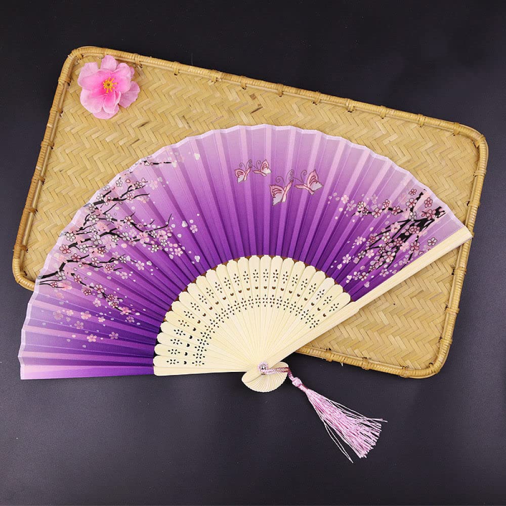Abanico chino hecho a mano decorativo con estampado floral para regalar 1