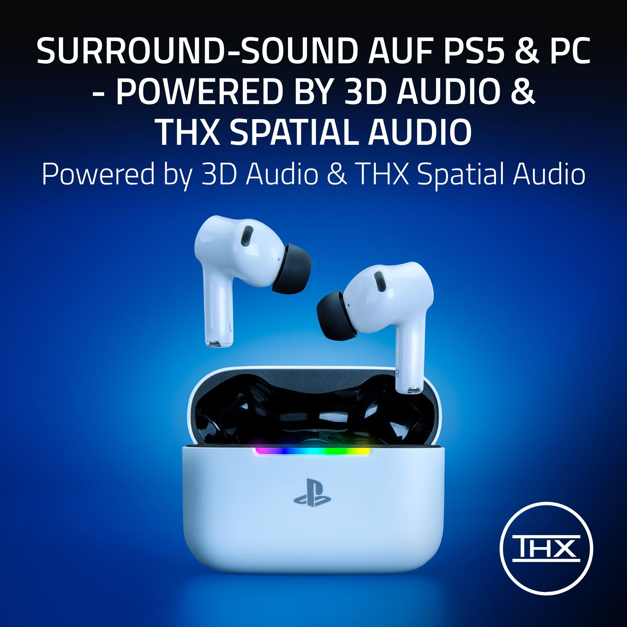 Razer Hammerhead V3 X HyperSpeed PlayStation - Kabellose Multi-Plattform-Gaming-Ohrhörer - HyperSpeed Wireless & Bluetooth - 40 Std Akkulaufzeit - Wasserabweisend IPX4 - THX Spatial Audio | Weiß