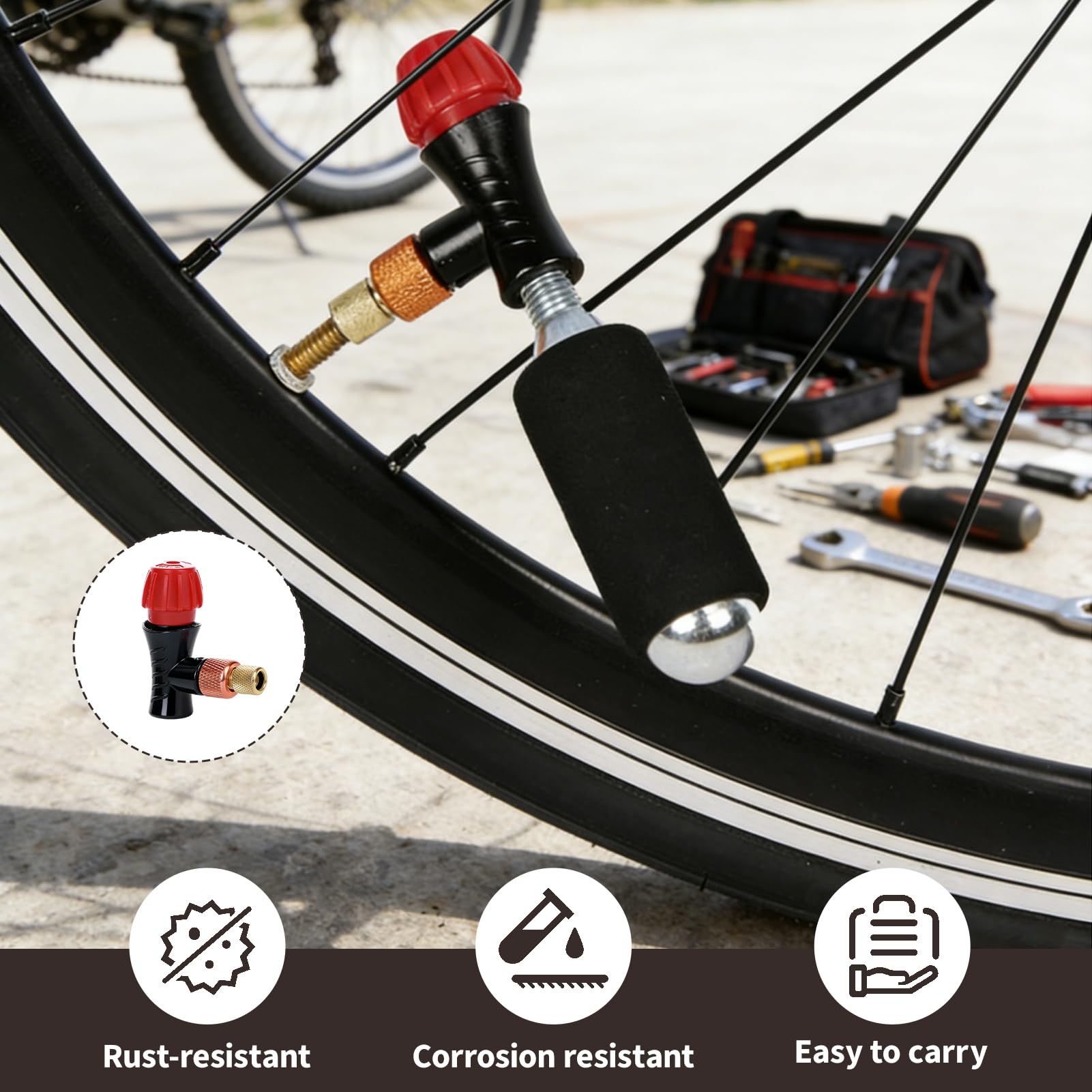 Gonfiatore CO2 Bicicletta Adattatore Valvola Presta Schrader Portatile Lega Alluminio MTB