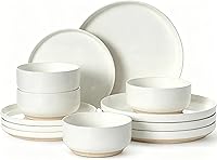 UmiteChef 12-Piece Cream White Dinnerware Set for 4 - Scratch-Resistant Ceramic Plates & Bowls, Stackable, Microwave & Dishwasher Safe