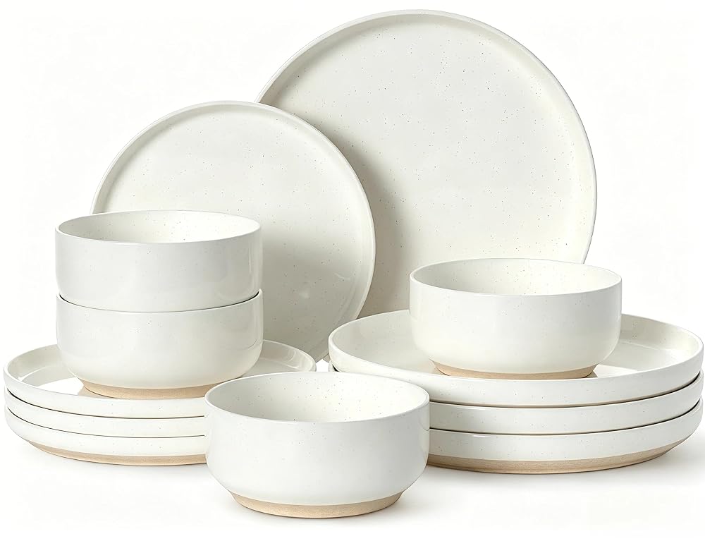 Plates and Bowls Sets, Dinnerware Sets for 4, 12 Pieces Scratch Resistant
