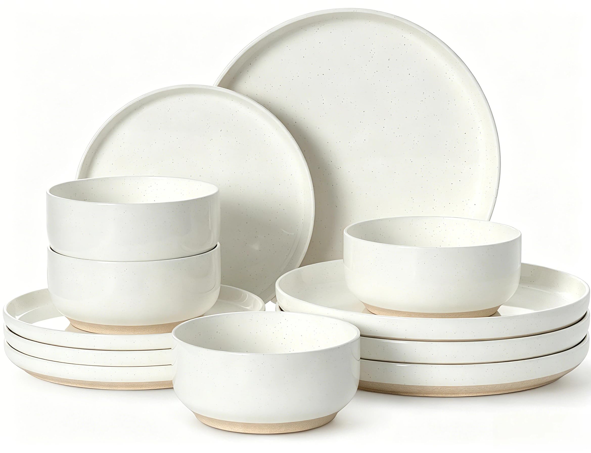 Photo 1 of Plates and Bowls Sets, Dinnerware Sets for 4, 12 Pieces Scratch Resistant Dishware Dishes Set, Ceramic Kitchen Dinner Set, Porcelain & Microwave and Dishwasher Safe, Cream White