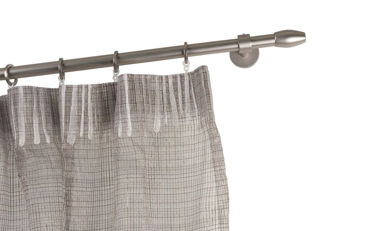 InCasa Curtain Pole: 20 mm, Length 140 cm, Satin Steel-Complete, Stainless, Grey