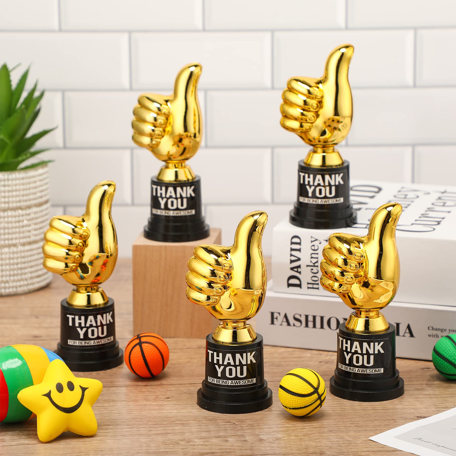 Lot De 6 Trophées En Plastique Doré/argenté/cuivré En Forme De Pouce Levé - 12 Cm, Pour Récompenses, Cadeaux D'entreprise