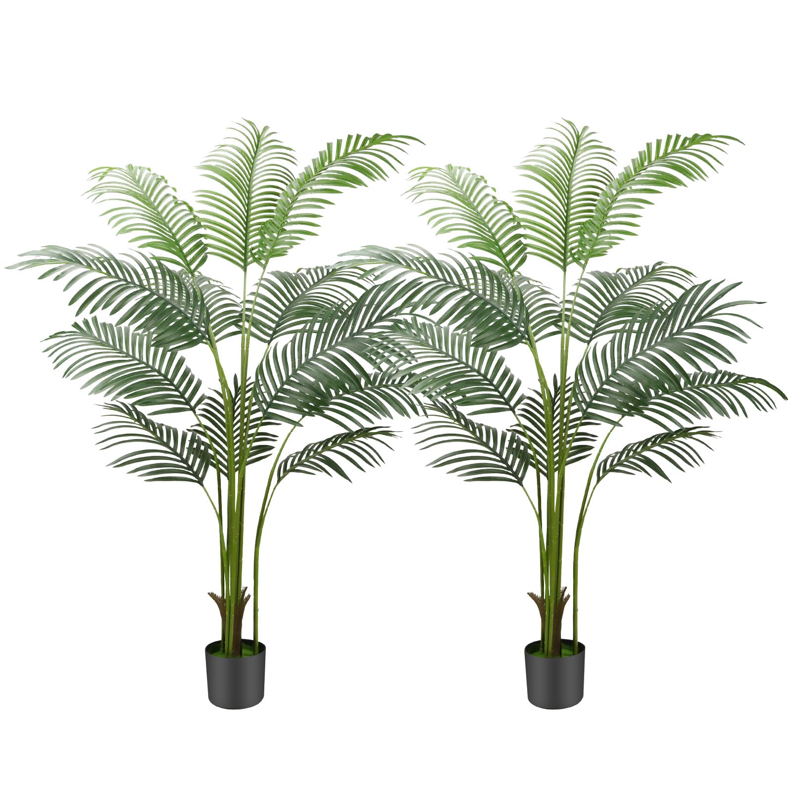 160cm Artificial Plants Palm Tree Indoor, 5.3FT Tall Fake Faux Areca Tropical Palm Tree,Large Artificial Plants Outdoor in Pot with Lifelike Leaves for Modern Home Living Room Office Decor 2 Pack — image 1