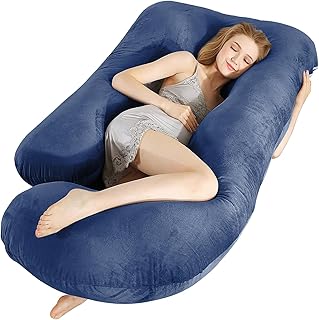 抱き枕 妊婦 だきまくら 低反発授乳クッション 多機能u字枕 マタニティ抱き枕 上半身を包み込むまくら 体圧分散 腰楽 カバー付き ブルー ROCYJULIN