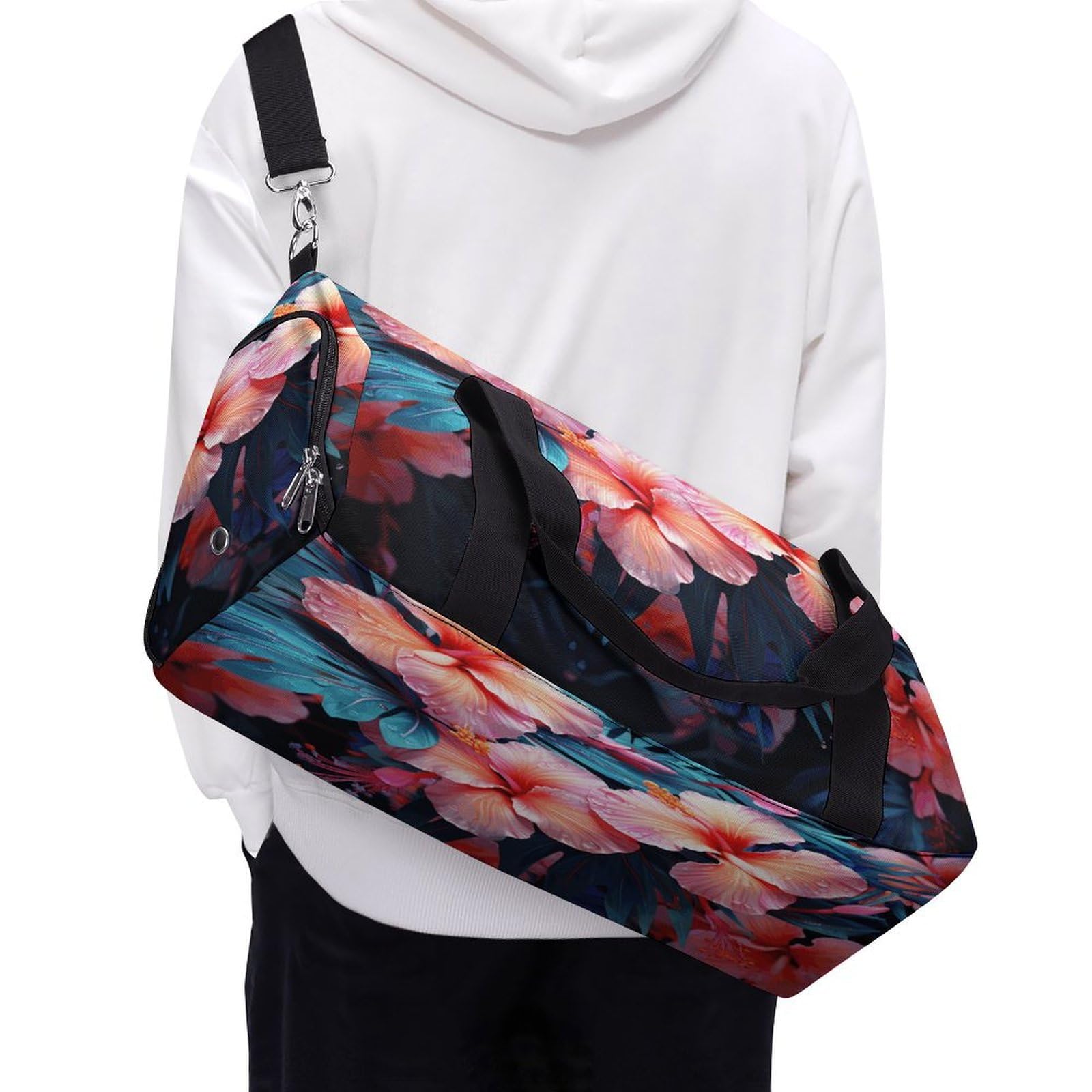 Turnbeutel für Damen und Herren, tropische Blumen, wiederverwendbar, Turnbeutel mit Schuhfach, Stil, Einheitsgröße, modern, Stil:, Einheitsgröße, Modern