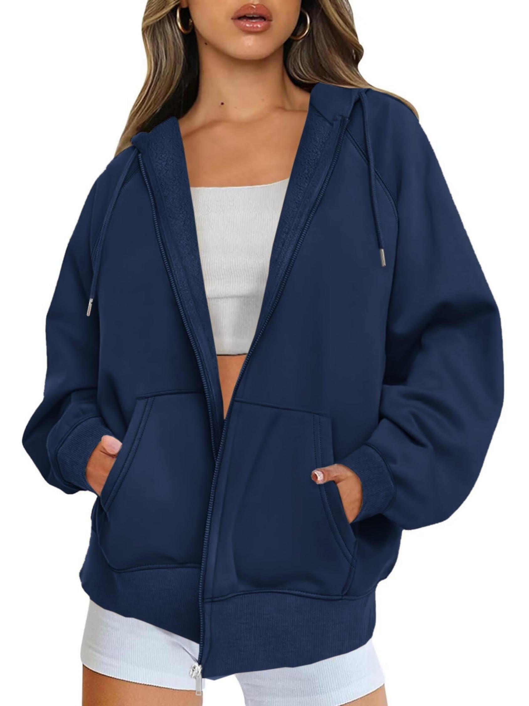 Timuspo Kapuzenpullover Damen Oversize Hoodies Sweatshirt Sport Jacke Fitness Marineblau M