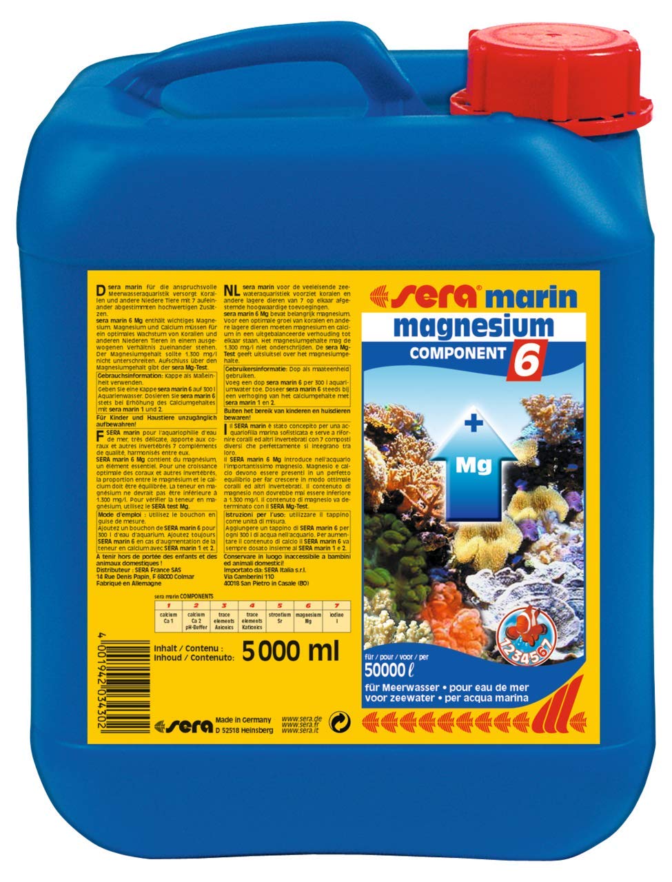 Magnésium liquide Sera Marin Component 6 pour solution de rechargement minéral 5000ml