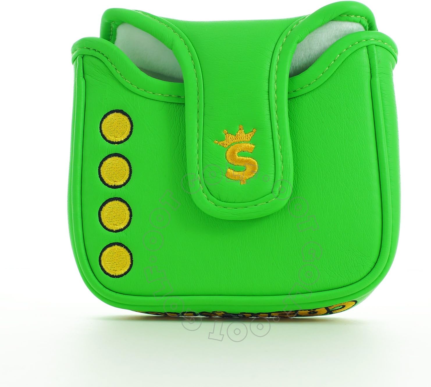 19th Hole Custom Shop Cash is King High-MOI Mallet Putter Headcover, Heel Shaft, Green, Golf Head Cover