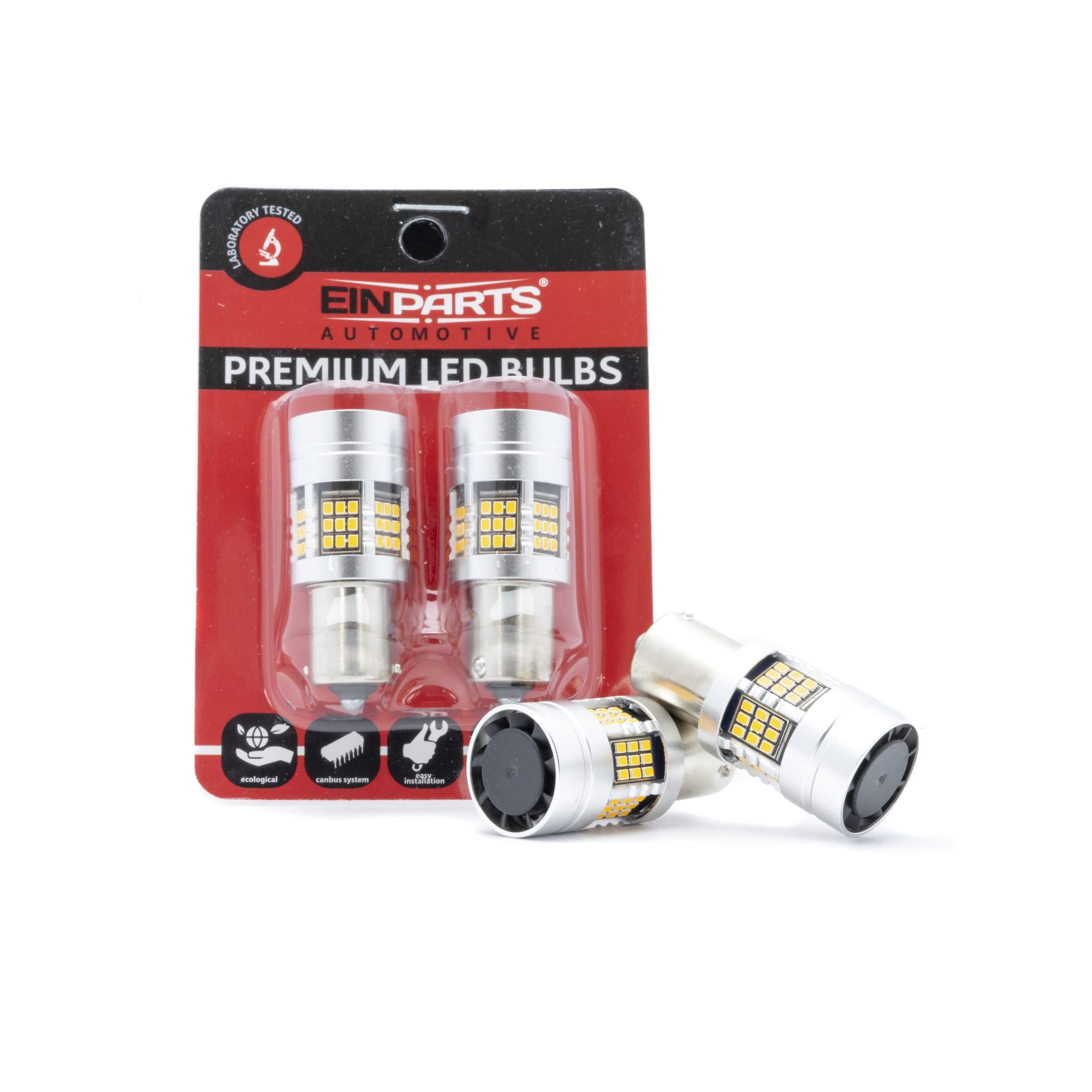 EinParts Żarówki LED P21W 12V 1700-1800K (Pomarańczowy), System CANBUS, Diody 54x SMD 2016, 2 Sztuki