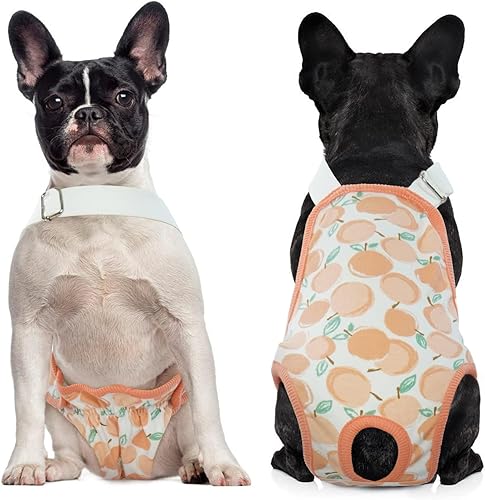 Miniatura 10 de QBLEEV Pañales para perras, bragas sanitarias lavables con tirantes ajustables, bragas reutilizables para perrito, ropa interior para mascotas