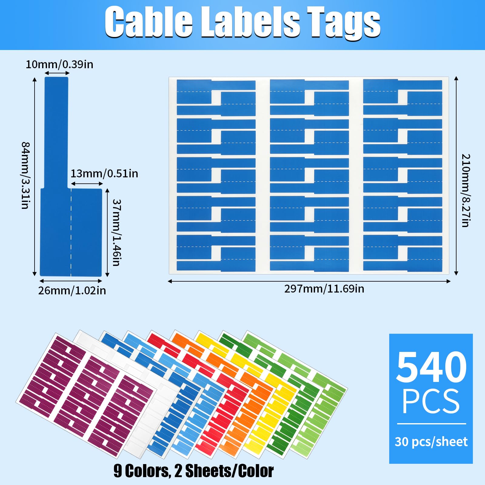 Power Cable Label Handwrite Snapklik.com : 540 Pcs Cable Labels, 9 Colors Cord Label, Waterproof ...