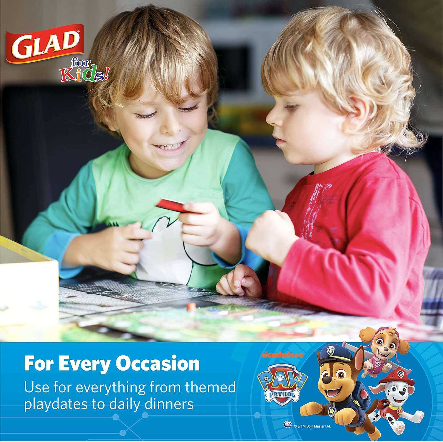 Glad Platos de papel desechables para niños, de Paw Patrol Emoji, a prueba de remojo, aptos para microondas, vajilla apta para niños para uso diario, 7 pulgadas, 20 unidades (paquete de 10)
