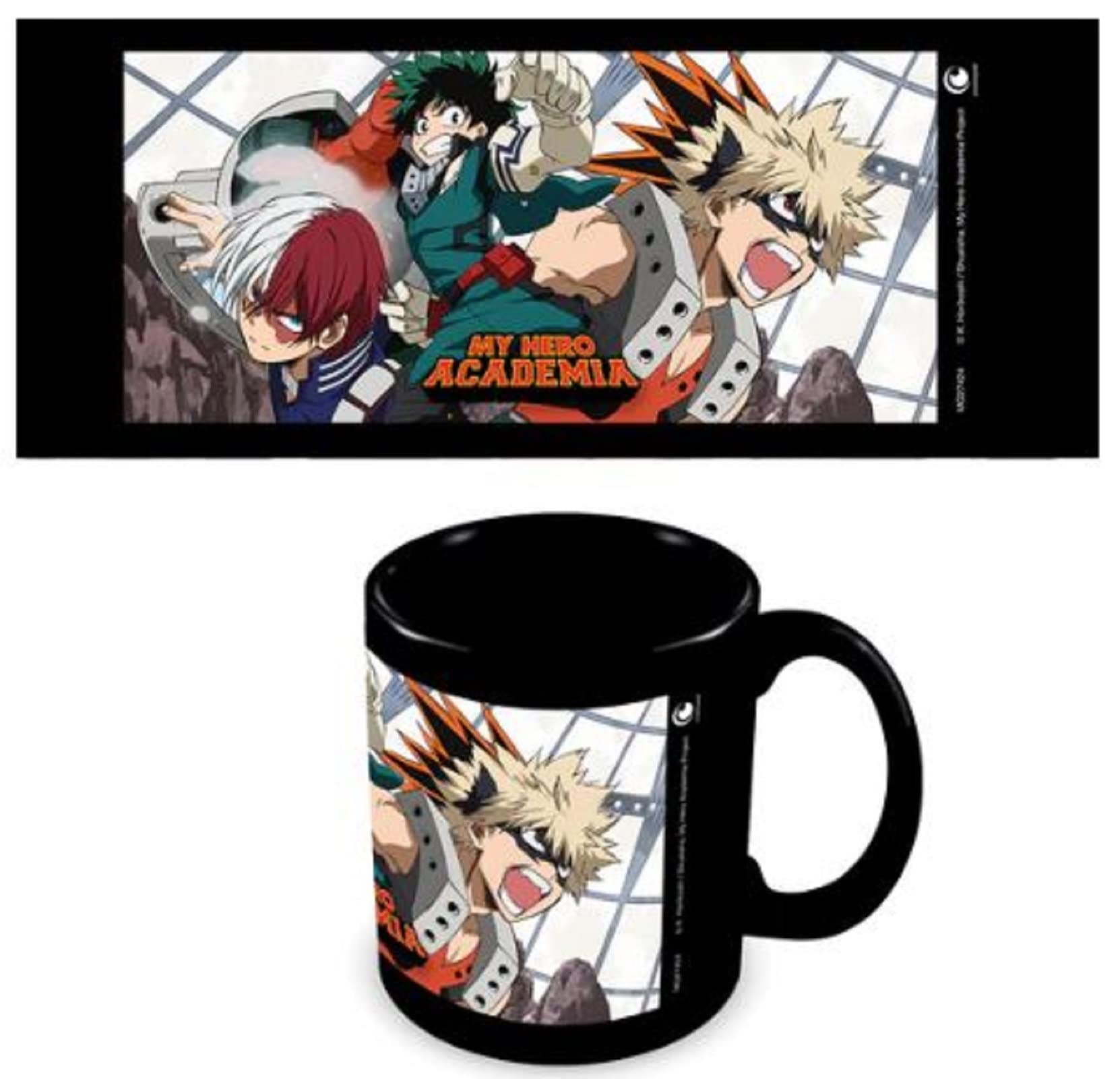 My Hero Academia Mug (Clash Design) 11oz Coffee Mug, Large Mug. Ceramic Black Mug in Presentation Gift Box - Official My Hero Academia Merch