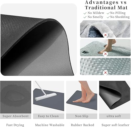 Miniatura 4 de Tapete de baño absorbente de agua, impermeable, tapete de goma para baño, tapete de baño autosecable, tapete de baño para el hogar, súper