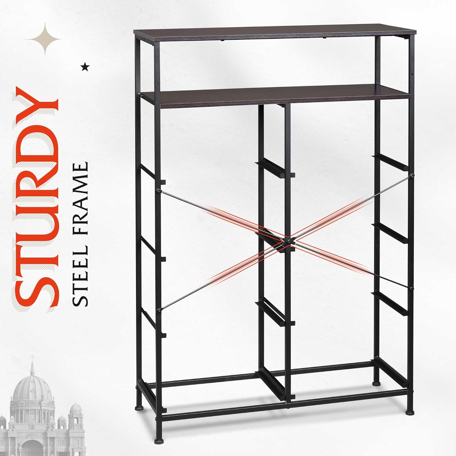 WLIVE Fabric Dresser for Bedroom with Open Shelves, Tall Dresser with 8 Drawers, Storage Tower with Fabric Bins, Chest of Drawers for Closet, Living Room, Hallway, Charcoal Gray - Image 8