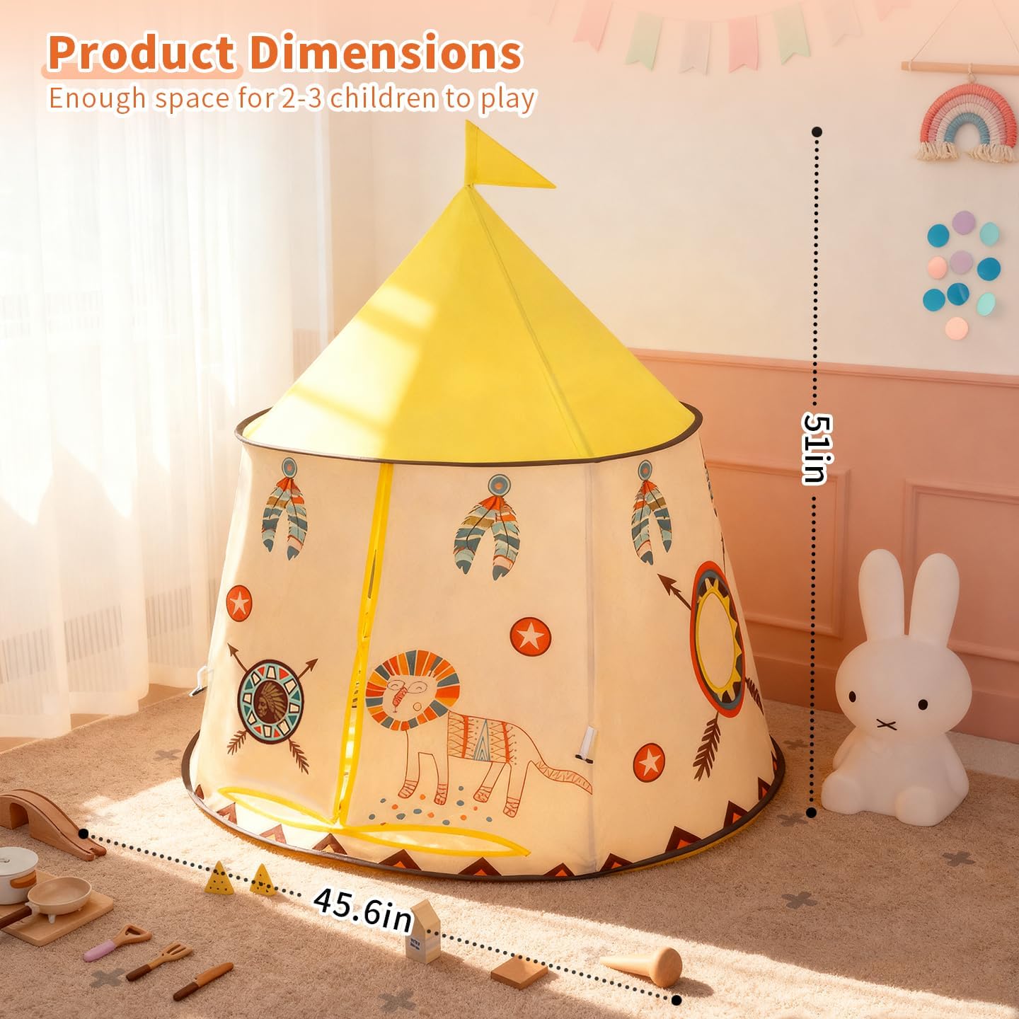 Play Tent for Kids,Space Rocket Ship Tent，Children Pop Up Foldable Tents ，Playhouse Indoor Outdoor Games Party，Birthday Toy for Boys Girls，Princess Prince Castle Teepee Gift (Yellow)
