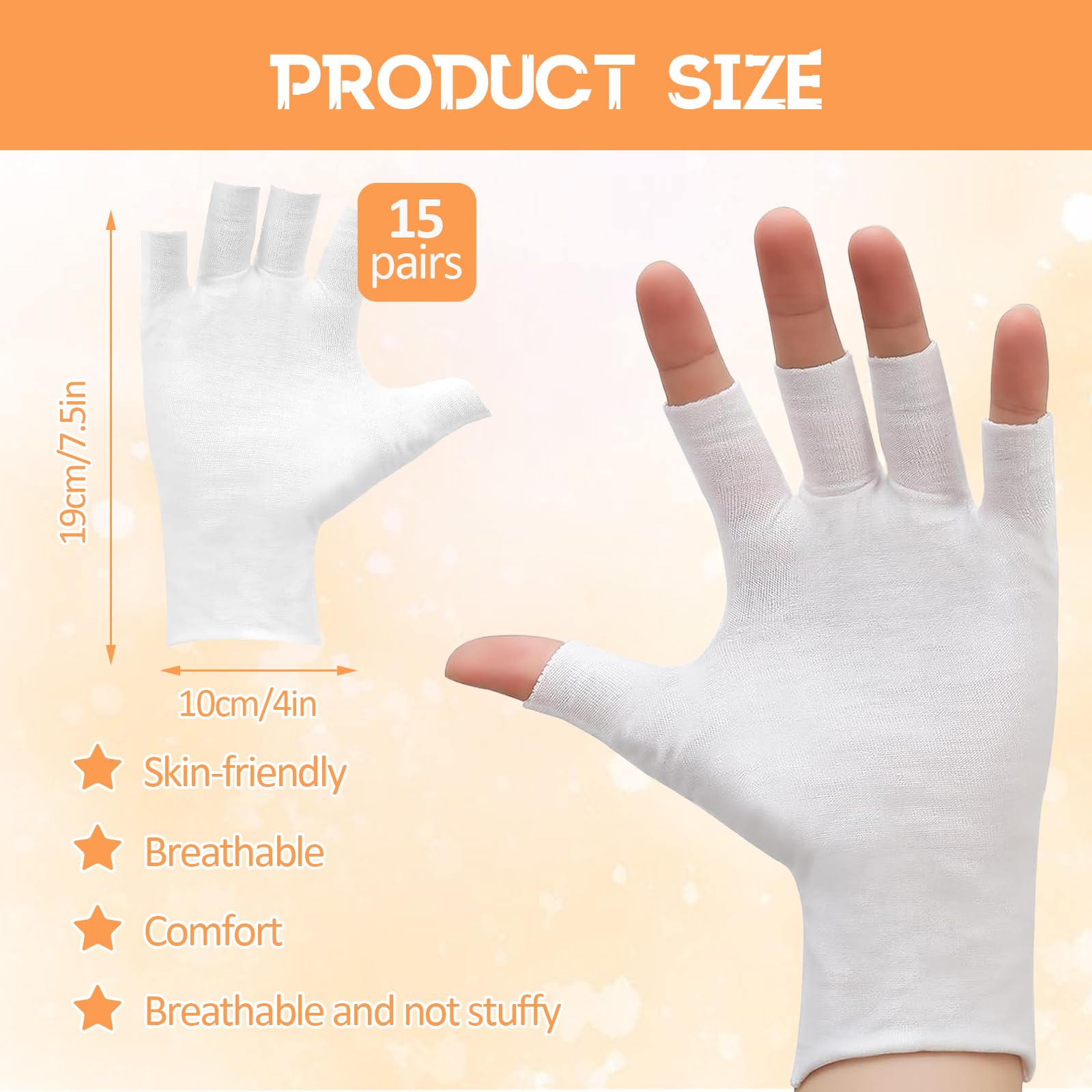15 paia di guanti in cotone dermatologico bianco Eczema,Il suo design senza dita lo rende per la cura della bellezza,spa per le mani e trattamenti con eczema,neurodermatite
