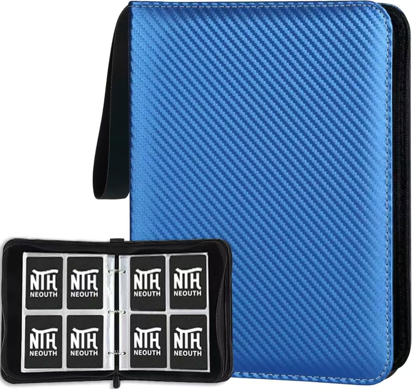 Neouth 4 Pocket Card Binder, Premium Zip Trading Card Binder, 400 Double Sided Pocket PU Card Collection Binder, Collector Card Album, Card Folder for MTG, TCG, Sports Cards, Game Cards (Blue)-image-13
