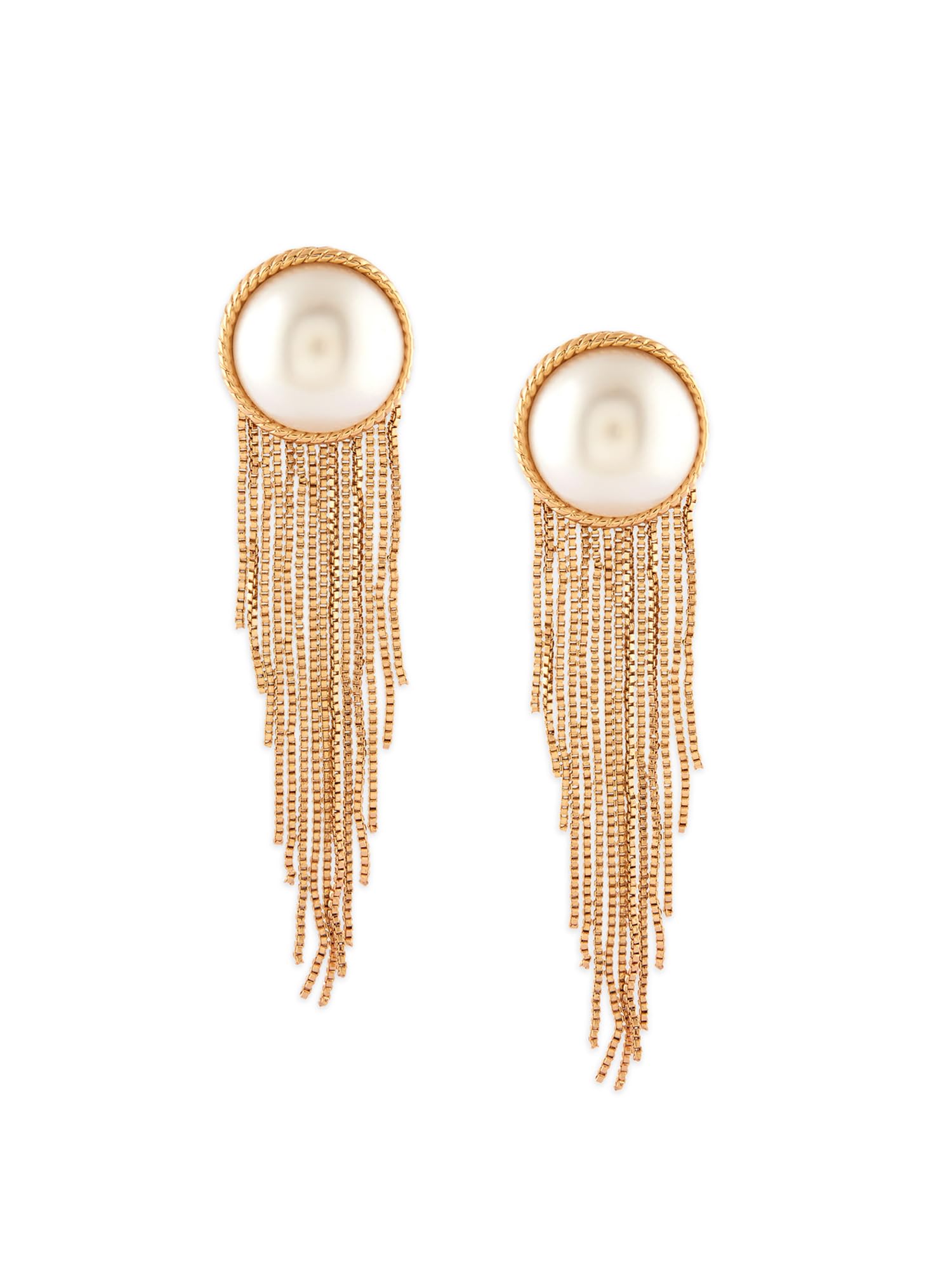 Zaveri Pearls Gold Tone Statement Pearl & Chain Fringe Classy Contemporary Drop Earring For Women-ZPFK17629 (B0CWV5GHKQ) Amazon Price History, Amazon Price Tracker